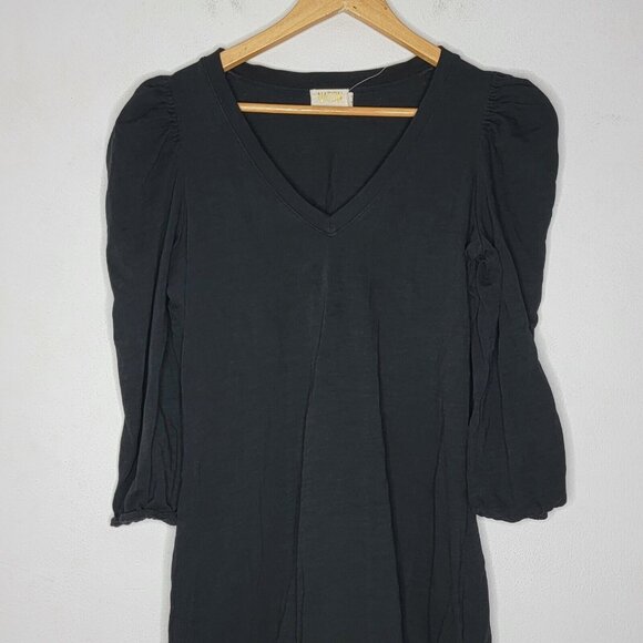 Nation LTD Medium Black‎ V-Neck Puff Shoulder Midi Dress Women's M - Picture 3 of 5